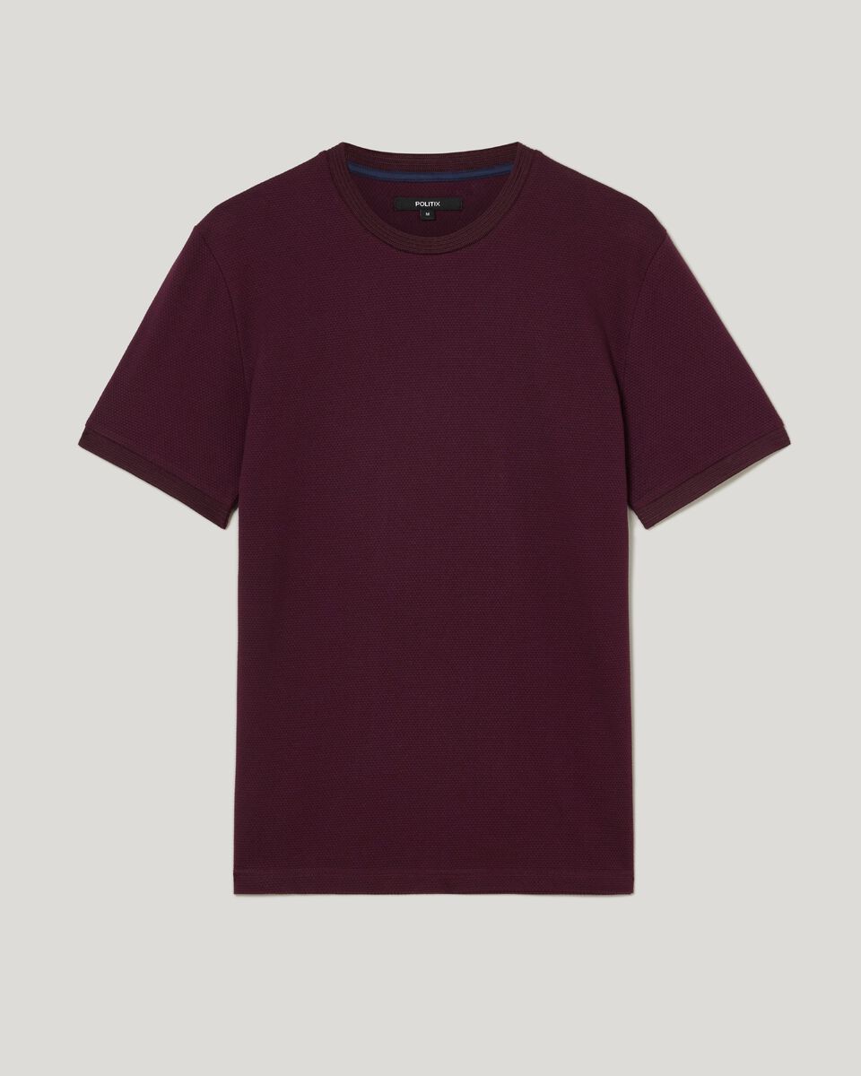 Slim Fit Jacquard Texture Tee, Aubergine, hi-res